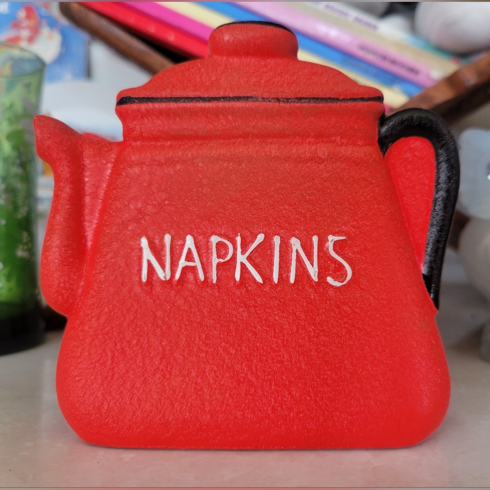 Enesco Red Coffee Pot Napkin Holder